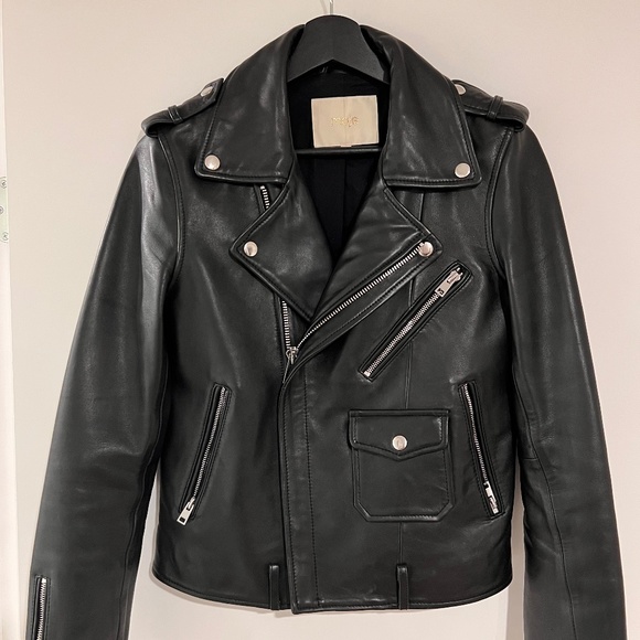 MAJE PERFECTO LAMB LEATHER JACKET - Picture 1 of 3